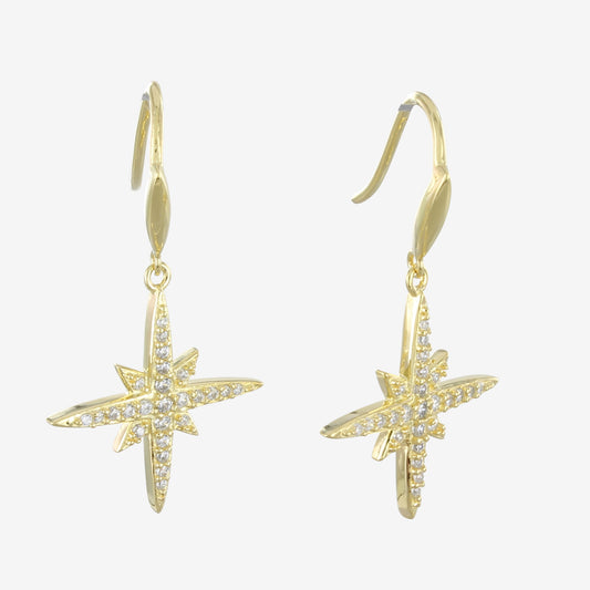 Sparkle Star Sterling Silver Cubic Zirconia Earrings