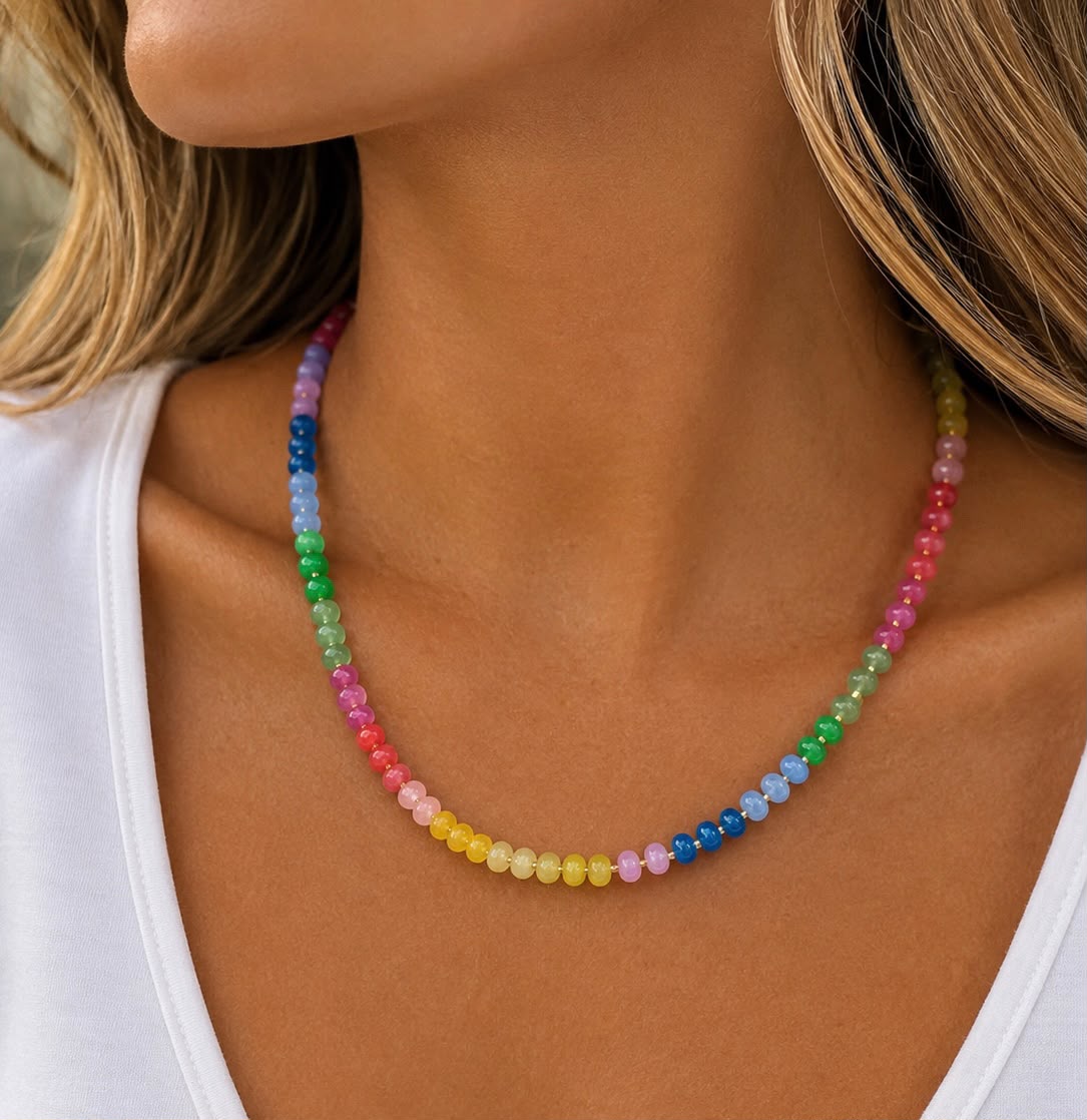 Single Strand Rainbow Beads Necklace