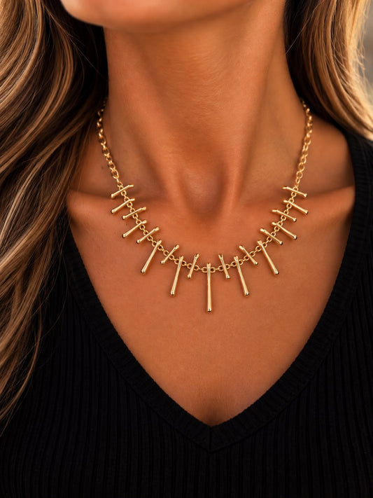 Gold Fringe Stainless Steel & Gold Plated Necklace