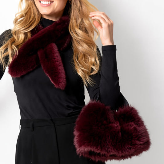 Mini Faux - Faux Fur Mini Bag with PU Handle