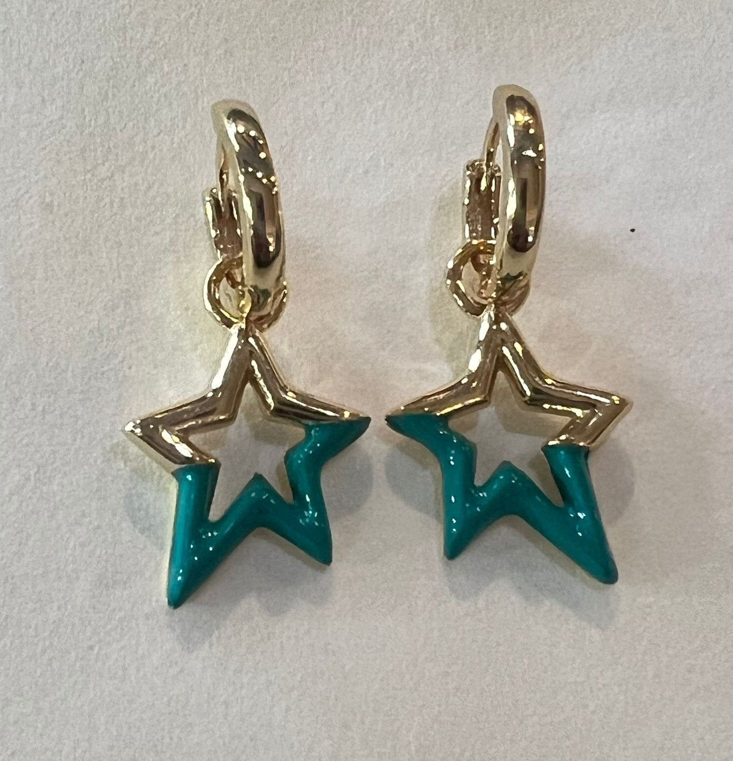 Enamel Star Huggie Hoop Earrings