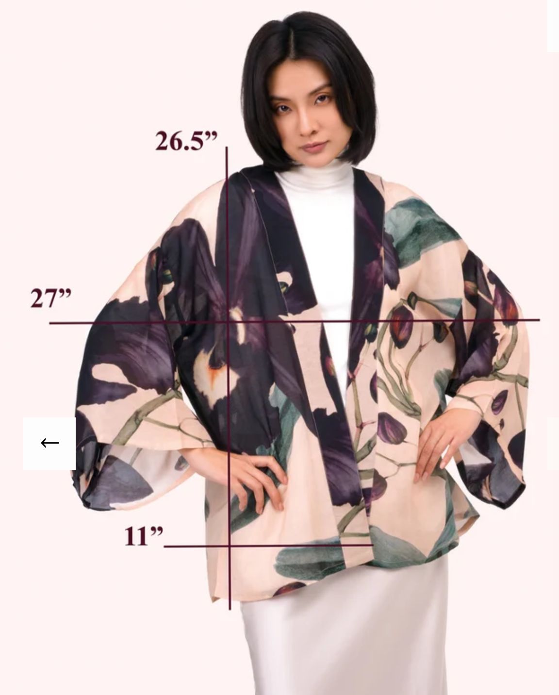 Midnight Orchid Short Kimono Jacket
