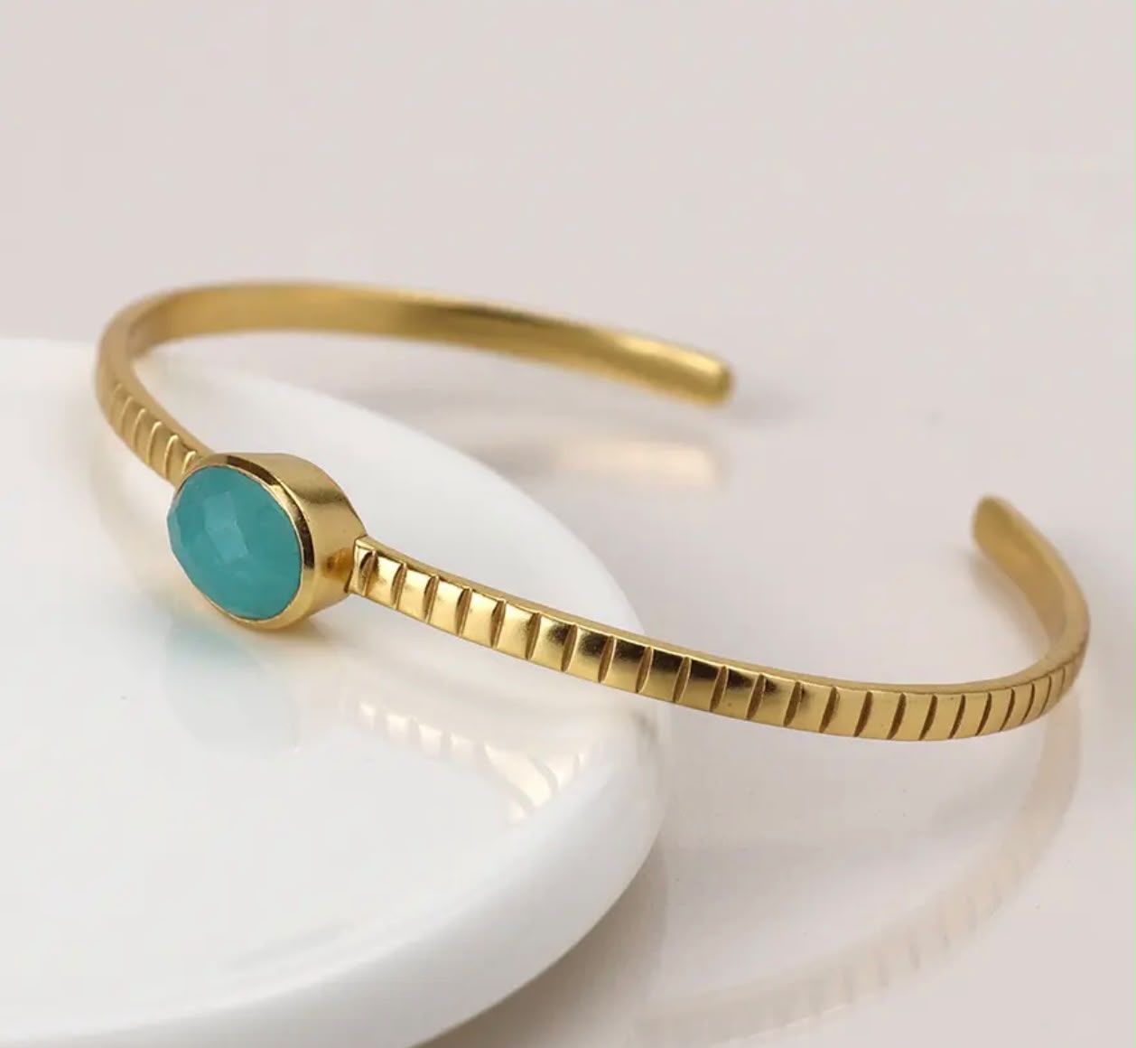 Amazonite Gold-plated Pewter Bangle