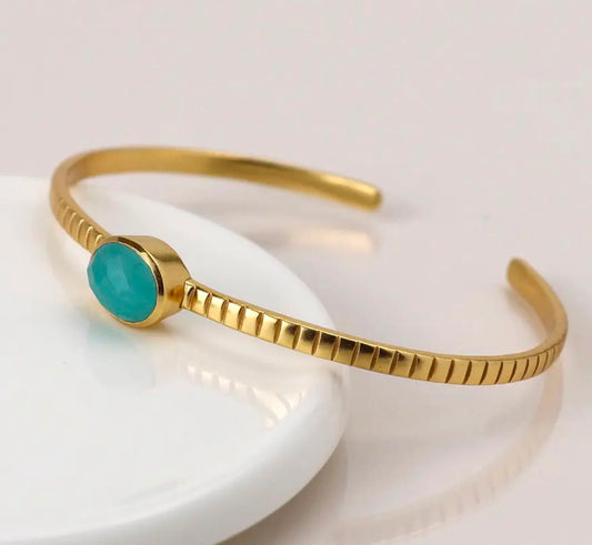 Amazonite Gold-plated Pewter Bangle