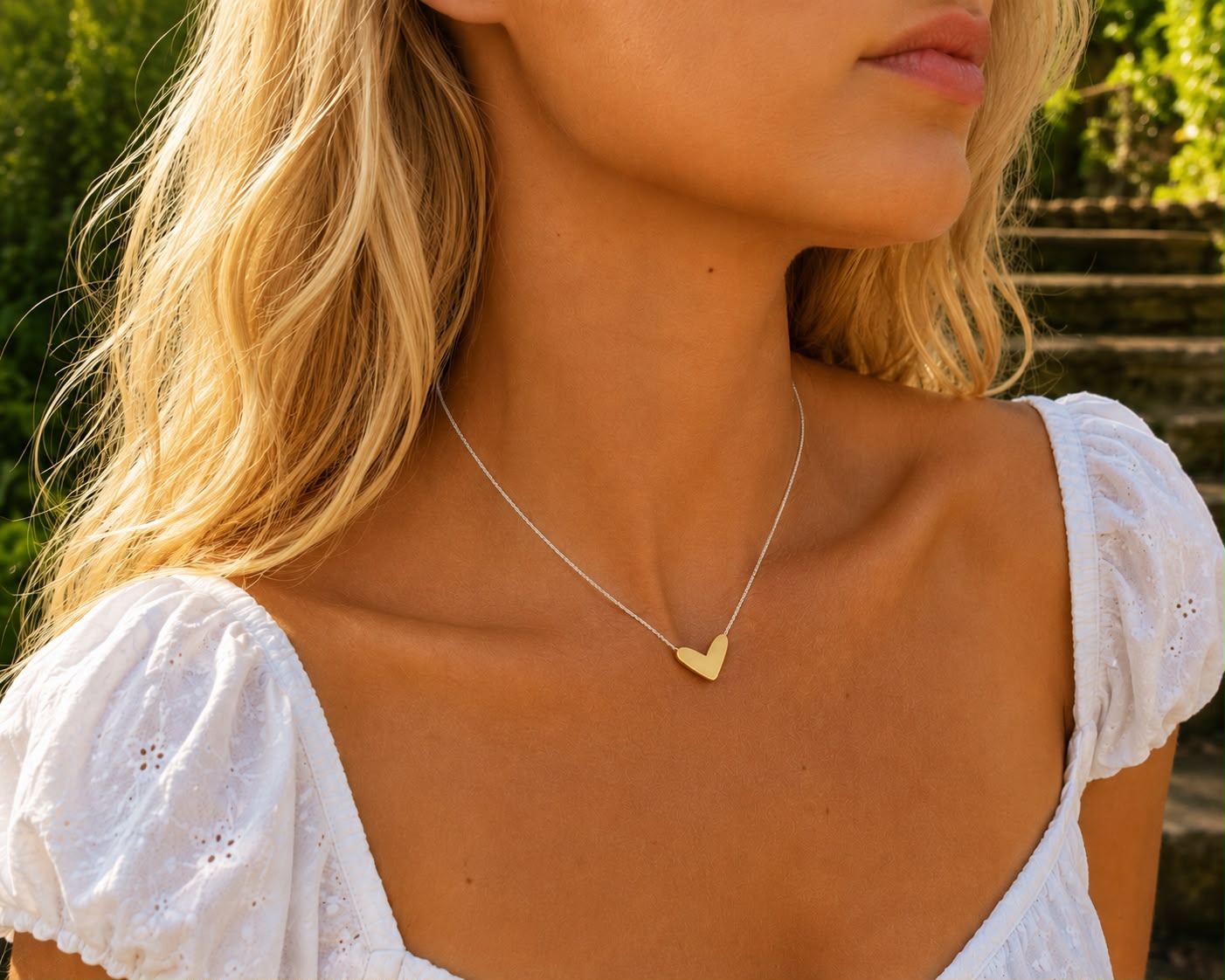 Sterling Silver, Golden Heart Pendant