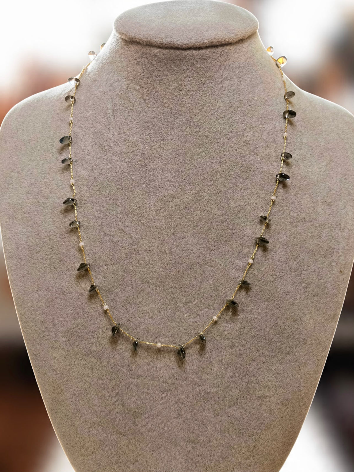 Crystal Chip Stainless Steel & Gold Plated Necklace