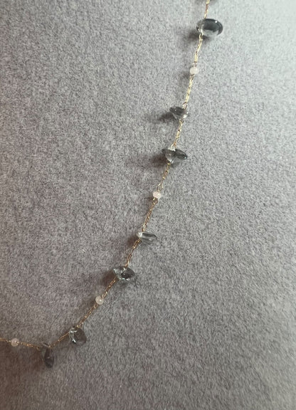 Crystal Chip Stainless Steel & Gold Plated Necklace