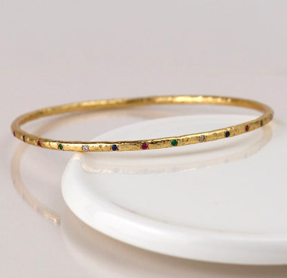 Crystal Yellow Gold-plated Pewter Bangle
