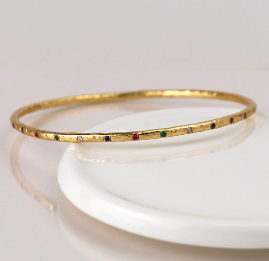 Crystal Yellow Gold-plated Pewter Bangle