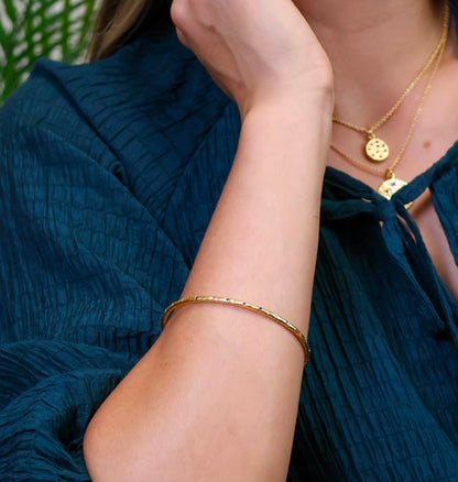 Crystal Yellow Gold-plated Pewter Bangle