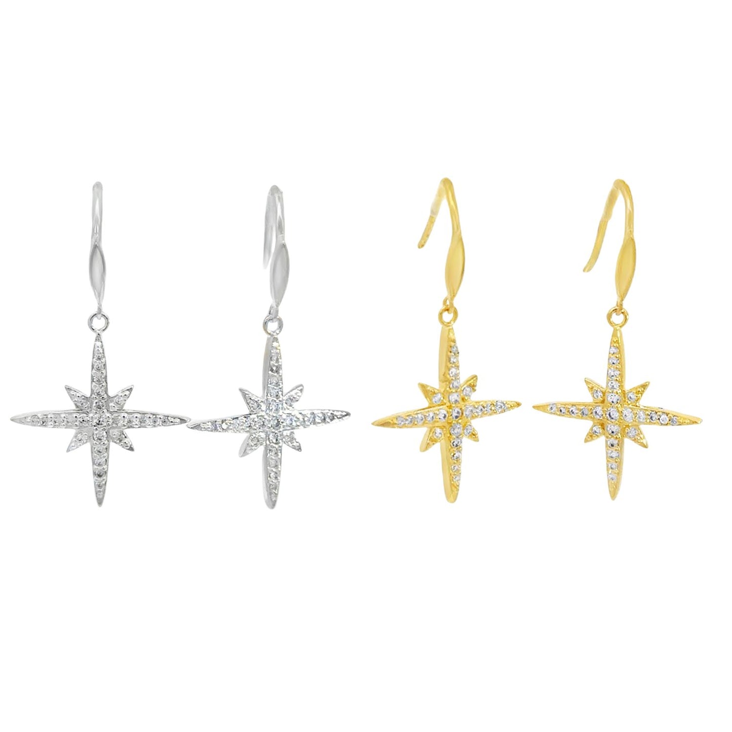 Sparkle Star Sterling Silver Cubic Zirconia Earrings