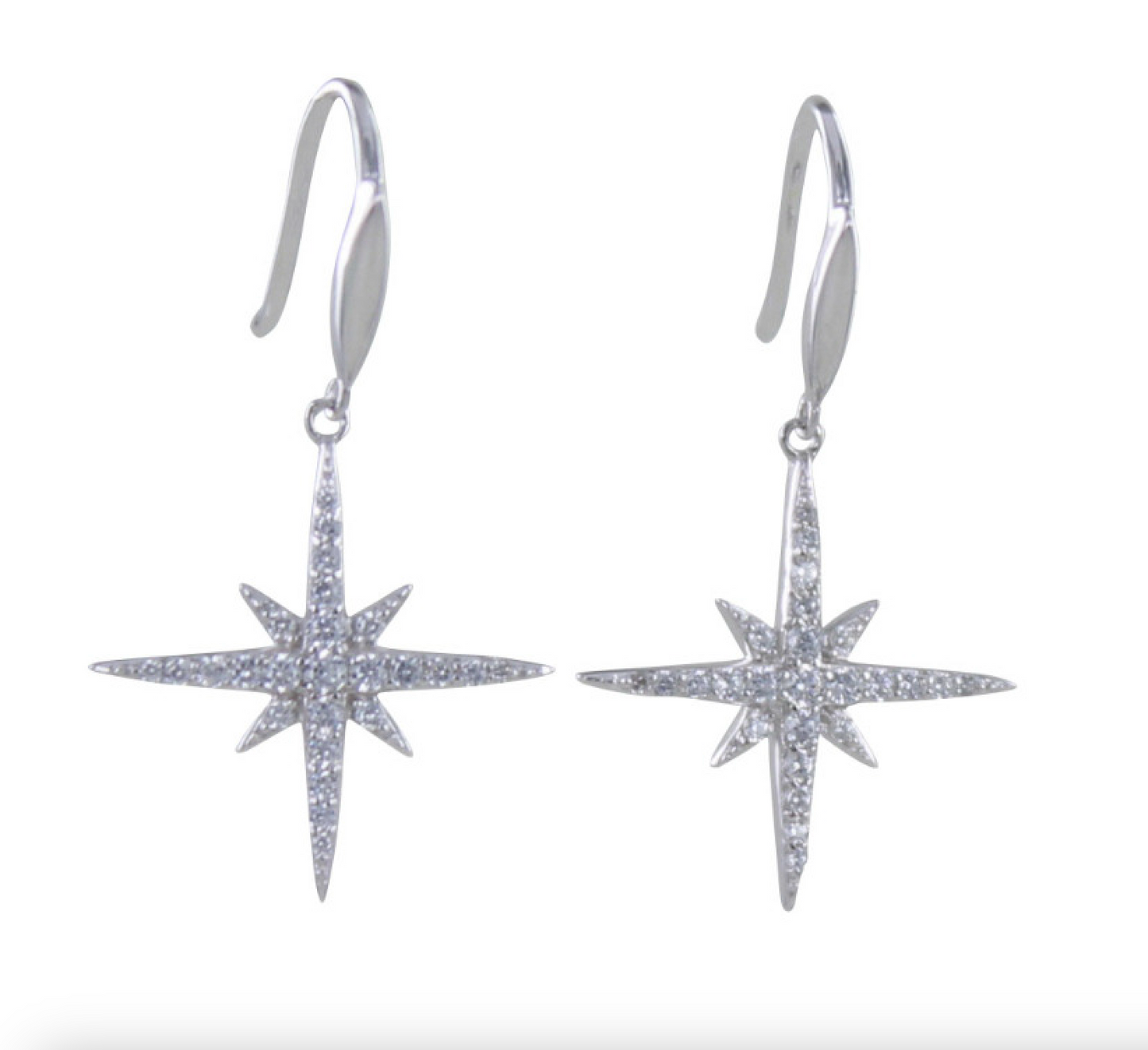 Sparkle Star Sterling Silver Cubic Zirconia Earrings