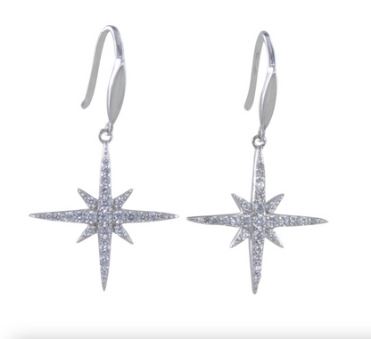 Sparkle Star Sterling Silver Cubic Zirconia Earrings