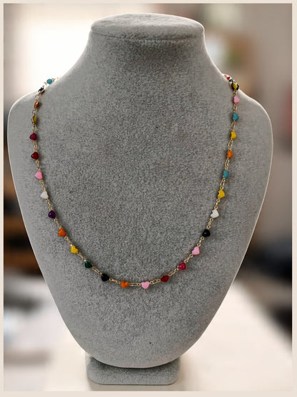 Enamel Heart Chain Necklace