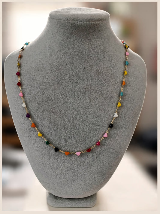 Enamel Heart Chain Necklace