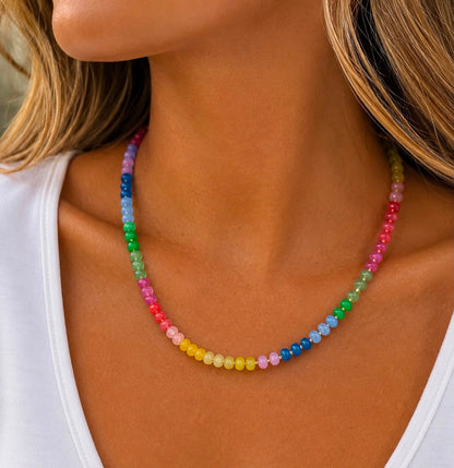Single Strand Rainbow Beads Necklace