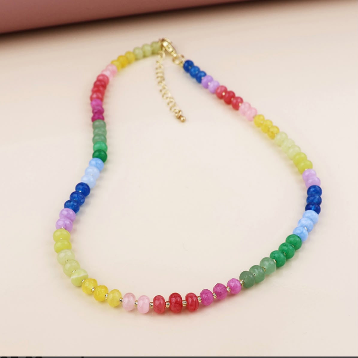 Single Strand Rainbow Beads Necklace