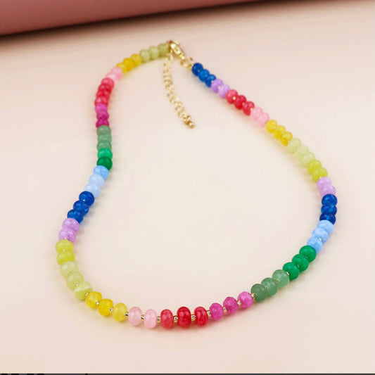 Single Strand Rainbow Beads Necklace