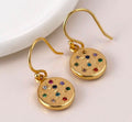 Gold-plated Rainbow Disc Drops Earrings