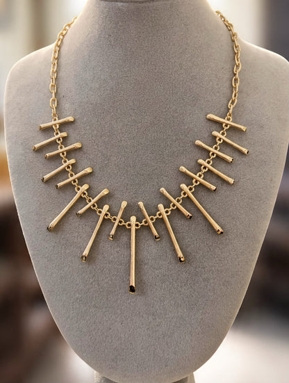 Gold Fringe Stainless Steel & Gold Plated Necklace
