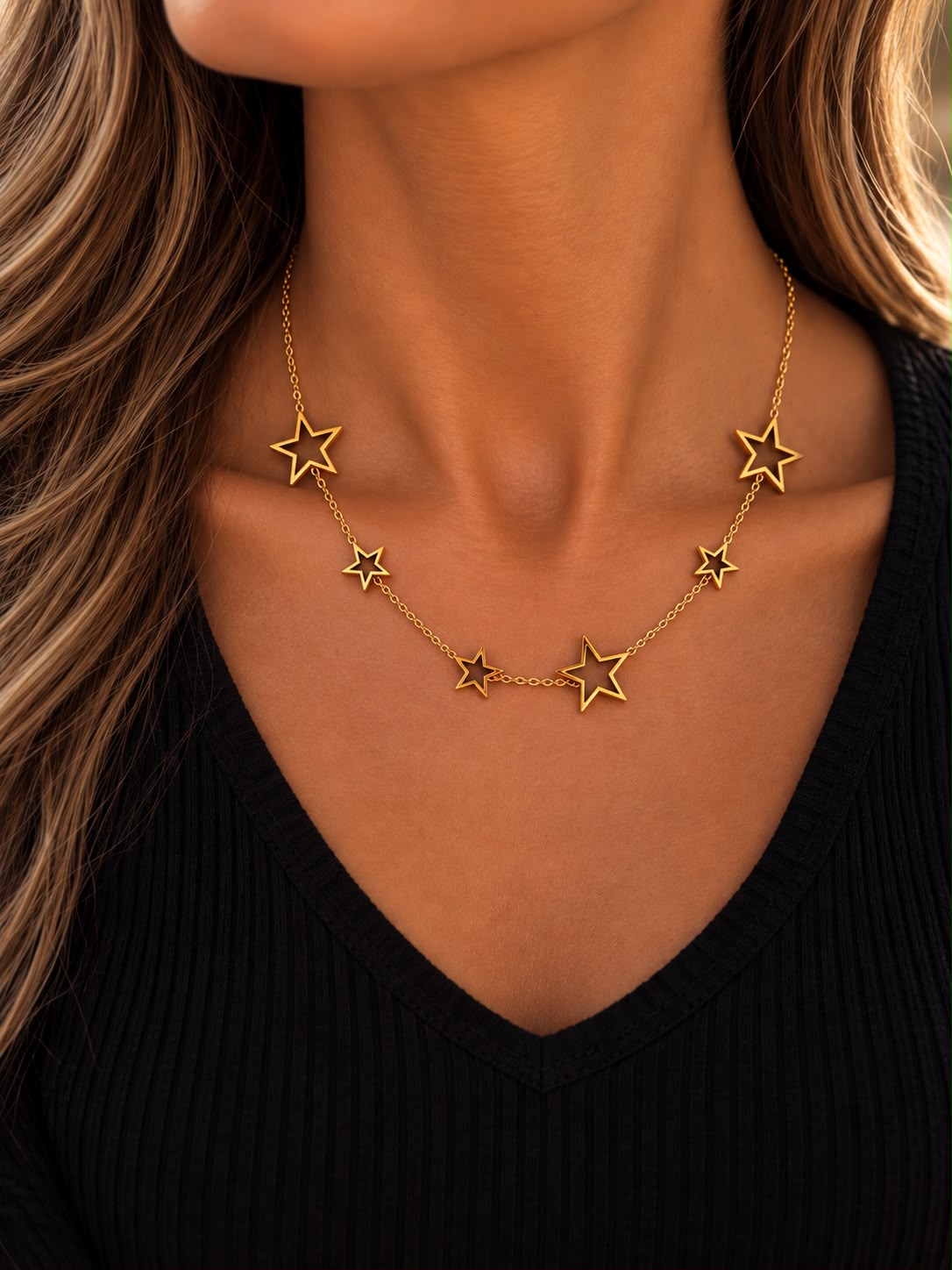 Gold Starburst Stainless Steel Chain