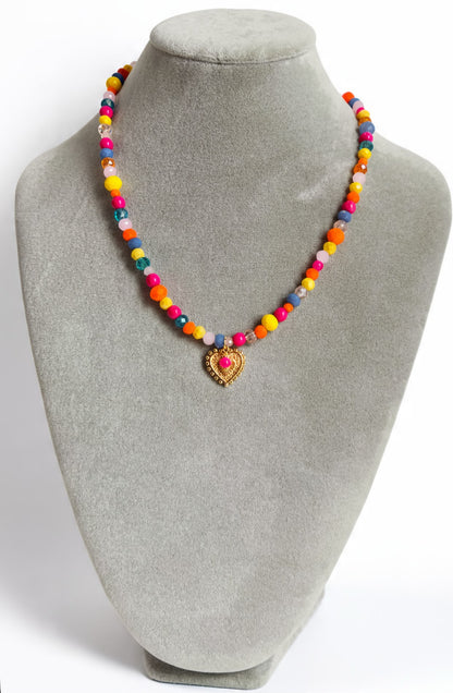 Neon Fest Gold Charm Beads Necklace