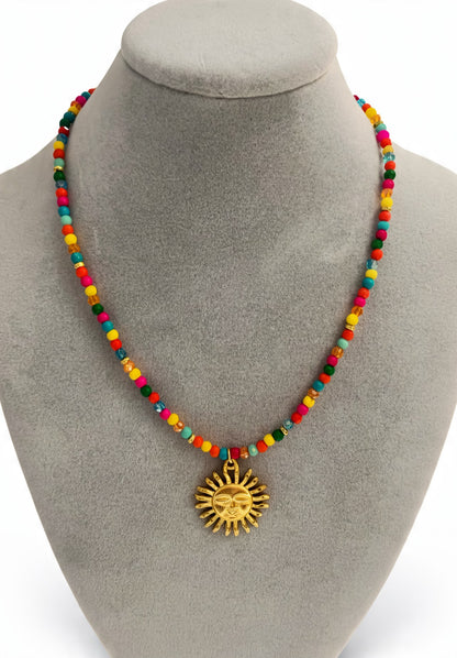 Neon Fest Gold Charm Beads Necklace