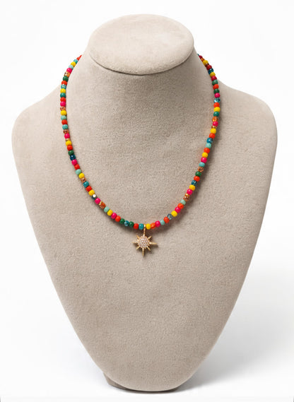 Neon Fest Gold Charm Beads Necklace