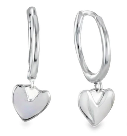 Sterling Silver Heart Huggies Hoops
