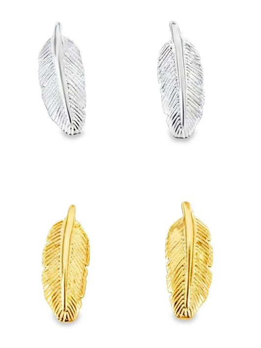 Sterling Silver Fine Feathers Ear Studs