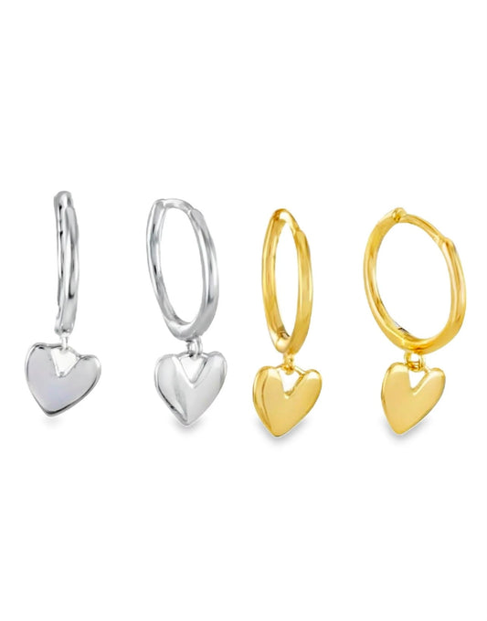 Sterling Silver Heart Huggies Hoops