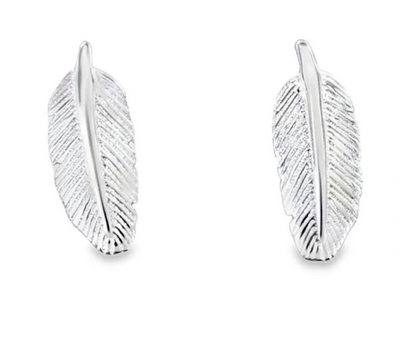 Sterling Silver Fine Feathers Ear Studs