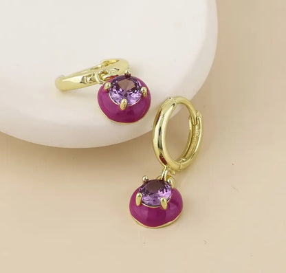 Gold-plated Amethyst Glow Hoop Earrings
