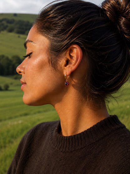 Gold-plated Amethyst Glow Hoop Earrings