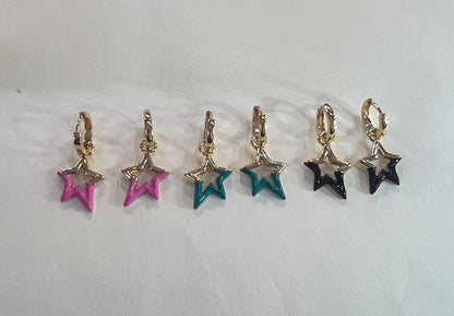 Enamel Star Huggie Hoop Earrings