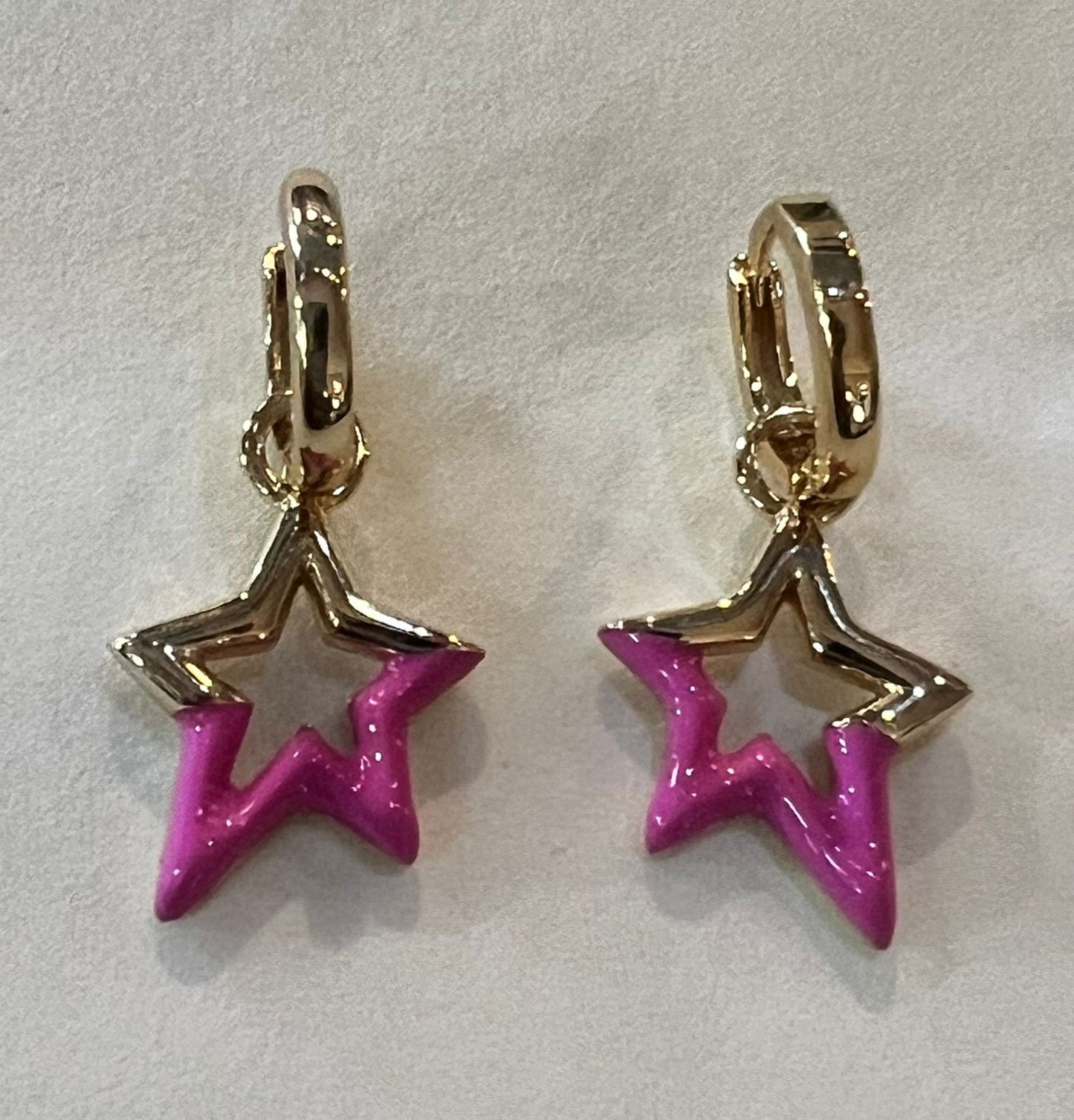 Enamel Star Huggie Hoop Earrings