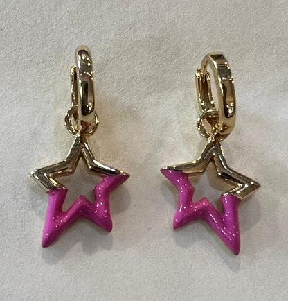 Enamel Star Huggie Hoop Earrings