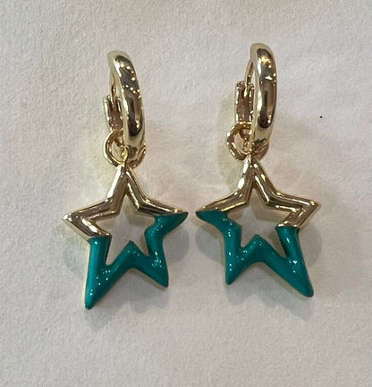 Enamel Star Huggie Hoop Earrings