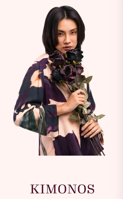Midnight Orchid Short Kimono Jacket